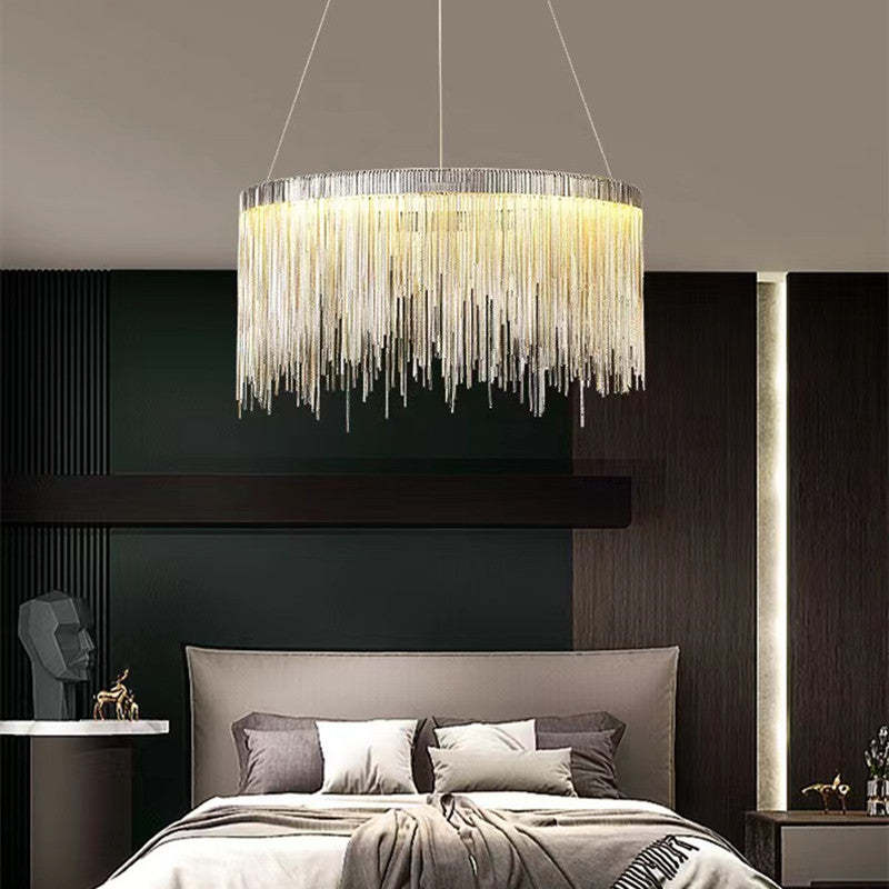 Arisha Tassel Chain Art Deco Pendant Light Silver/Gold Living Room/Hall - Neutral Decor