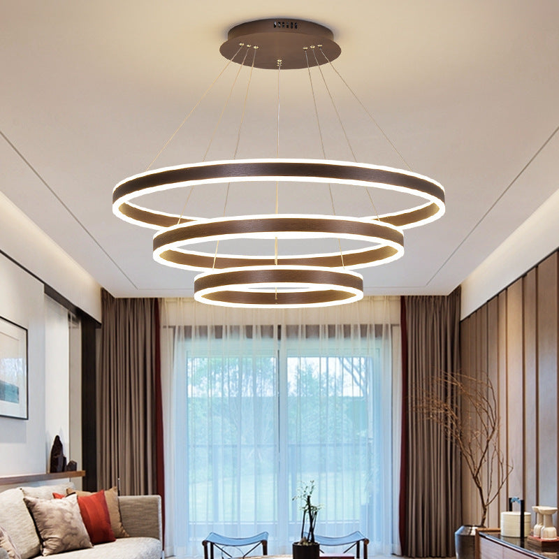 Arisha Moderne Minimaliste Coffee LED Pendant Light, 3 Ring - Neutral Decor