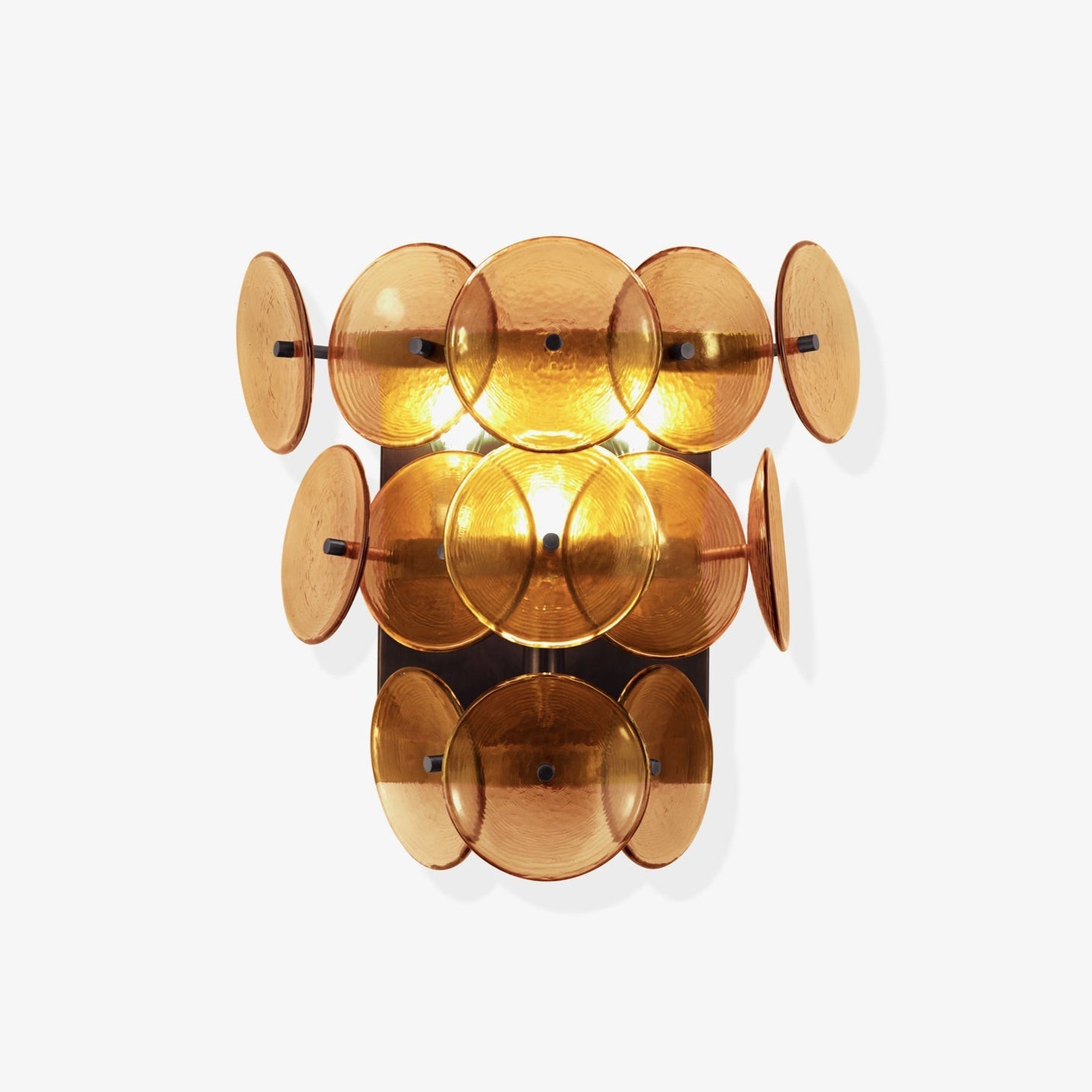 Taroe Wall Sconce Pressed Glass Disc Vintage Amber-Neutral Decor