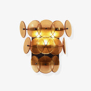 Aurora Wall Sconce Pressed Glass Disc Vintage Amber-Neutral Decor
