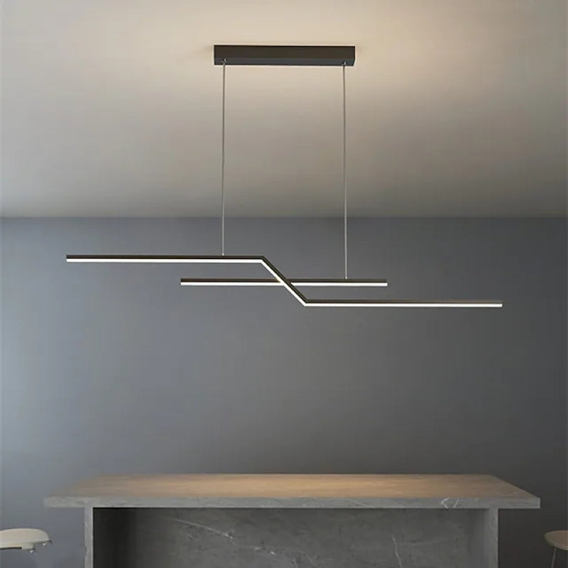 Arisha Parallel Fold Linear Pendant Light, Black/Gold, Living Room - Neutral Decor
