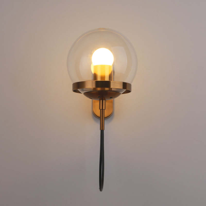 Silva Rustic Retro Glass Globe Wall Lamp, Black/Bronze - Neutral Decor