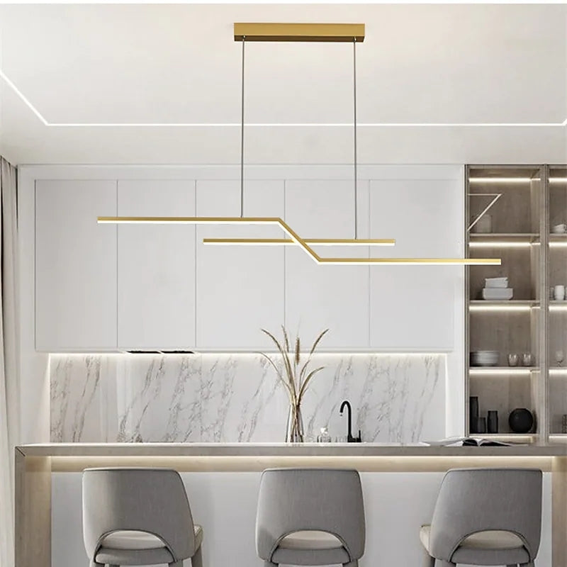 Arisha Parallel Fold Linear Pendant Light, Black/Gold, Living Room - Neutral Decor