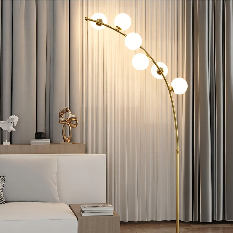 Valentina Modern Arc Multi Head Bubble Floor Lamp Black/Gold - Neutral Decor