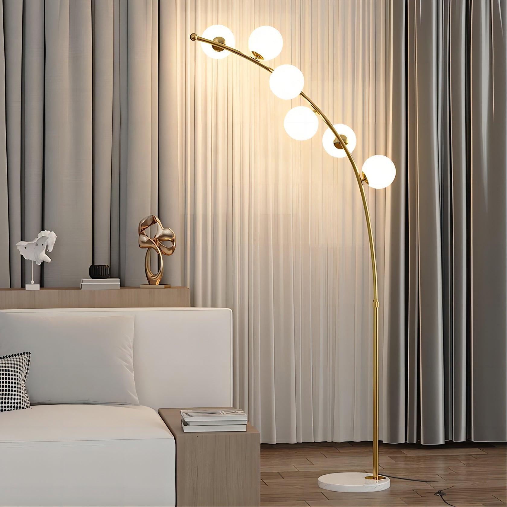 Valentina Modern Arc Multi Head Bubble Floor Lamp Black/Gold - Neutral Decor