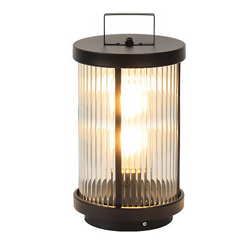 Melissa Striped Cylindrical Portable Glass Outdoor Lanterns