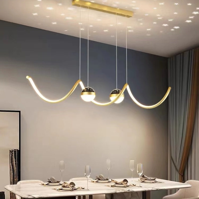 Arisha Nordic Globe Wavy Metal/Acrylic Pendant Light - Neutral Decor