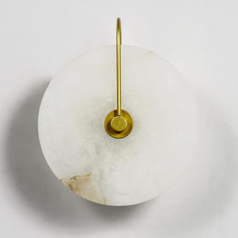 Arisha Round Bedside Wall Light, Artificial Marble, Gold & Black - Neutral Decor