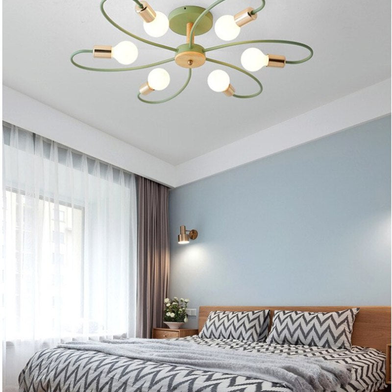 Arisha Elegant Metal/Glass Flush Mount Ceiling Light, Grey/Green - Neutral Decor
