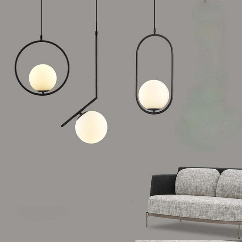 Arisha Modern Globe Metal/Glass Pendant Light, 3 Style - Neutral Decor