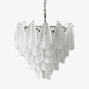 Prelit Glass Teardrop Chandelier-Neutral Decor