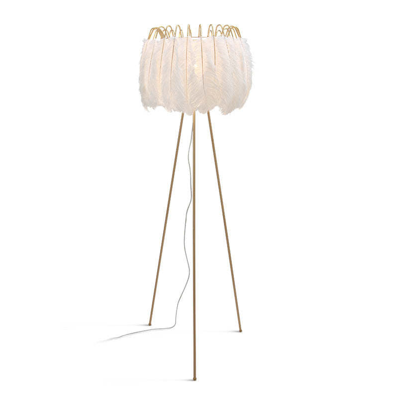O'Moore Artistic Tripod Feather Floor Lamp, White - Neutral Decor