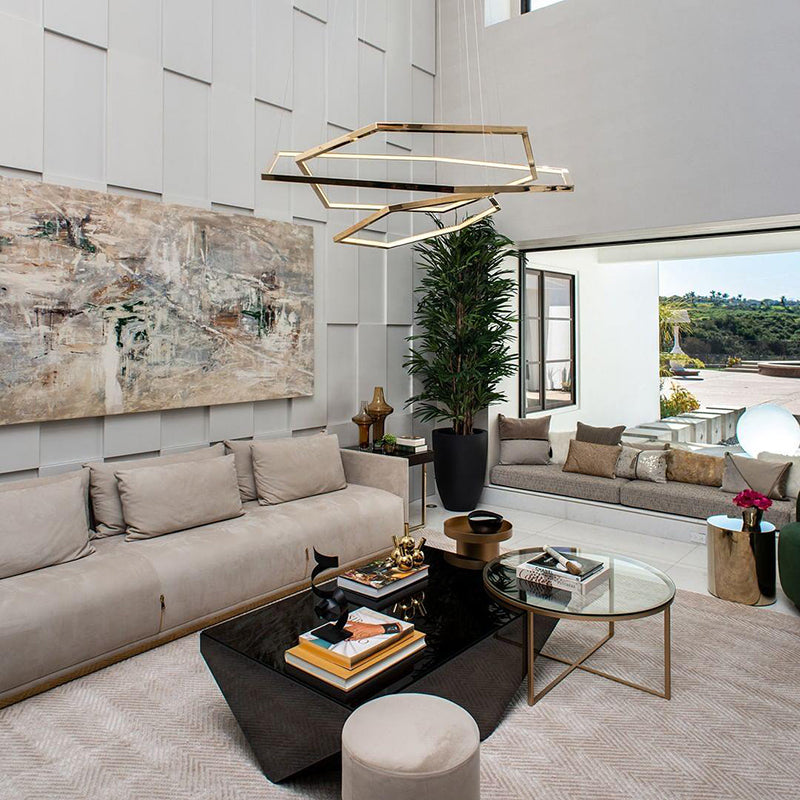 Arisha Minimalist Geomatic Metal Pendant Light, Gold, DIY - Neutral Decor