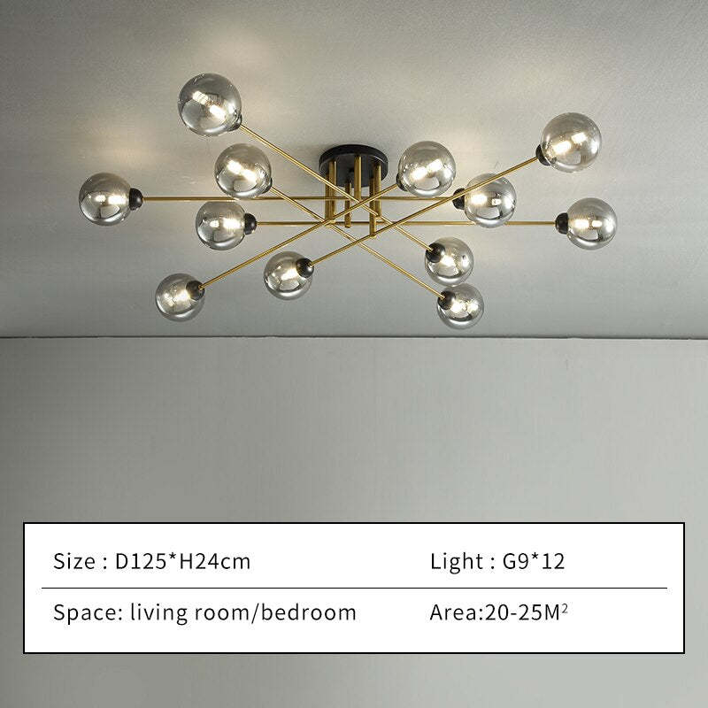 Valentina Industrial Glass Globe Chandelier LED, 6 Style - Neutral Decor