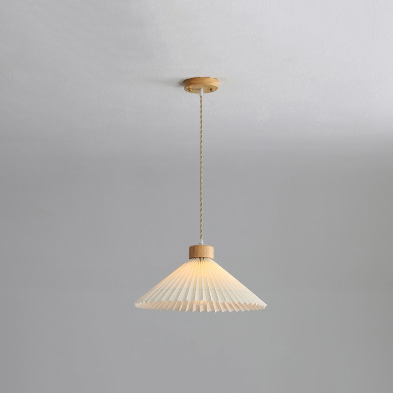 Muto Pendant Light Umbrella Shape Art, Wood, White, Bedroom - Neutral Decor
