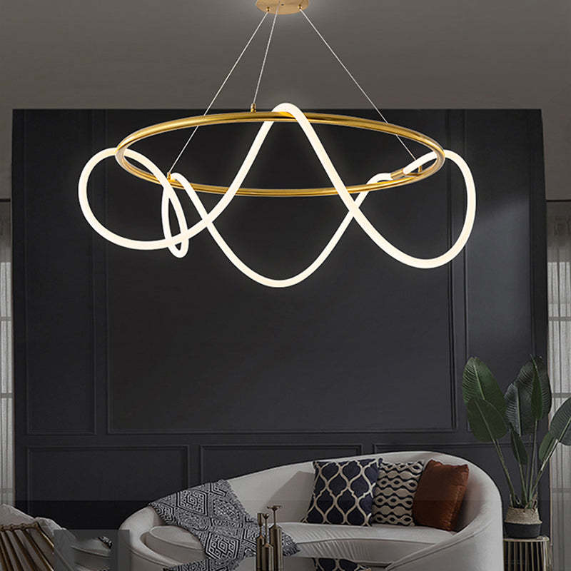 Arisha Curved & Linear Semi Flush Mount Ceiling Light, Gold - Neutral Decor