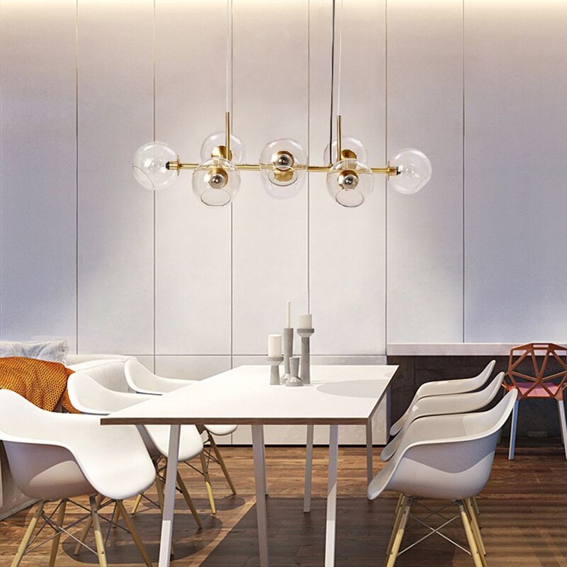 Valentina Modern Glass Globe Bubble Pendant Light Black/Gold - Neutral Decor