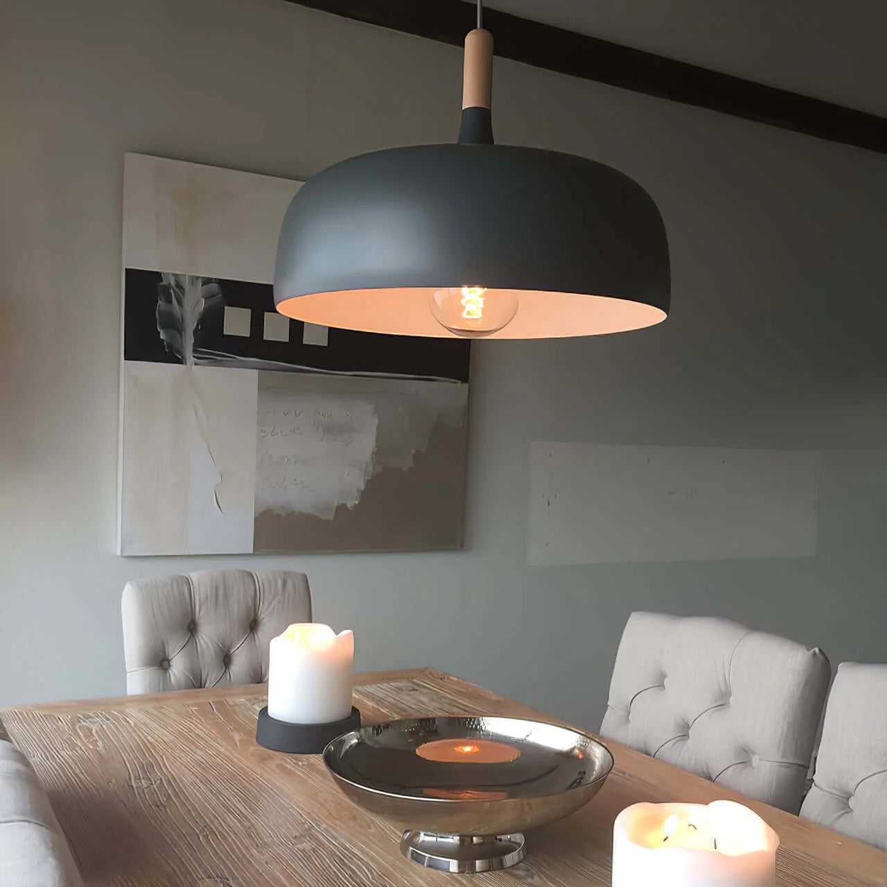 Aria Modern Pendant Light Dome Macaron Dining Room - Neutral Decor