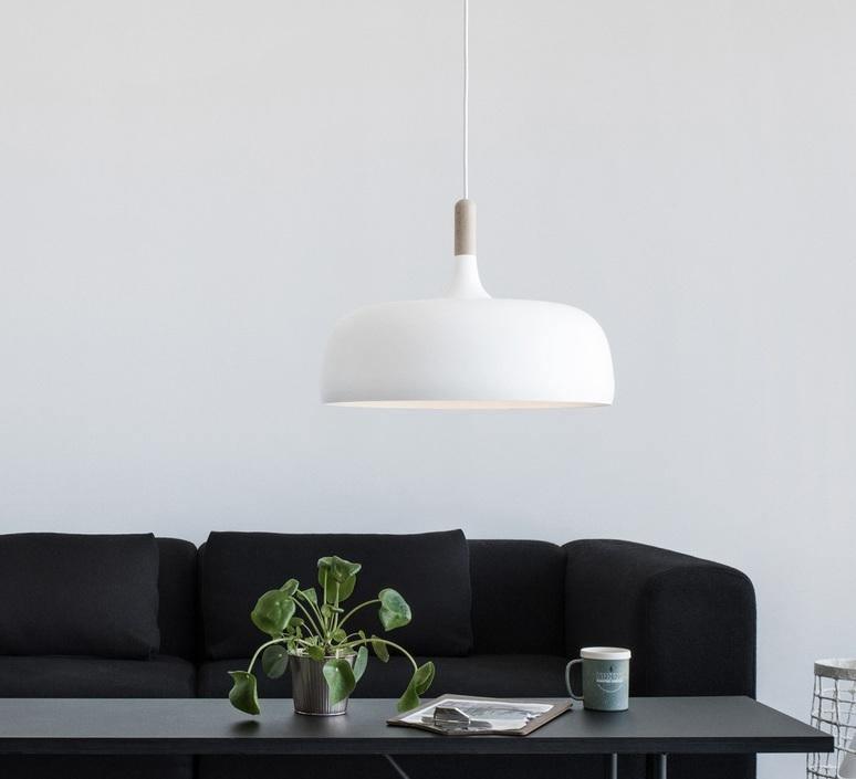 Lustra Pendant Lamp White Shade Wood-Neutral Decor