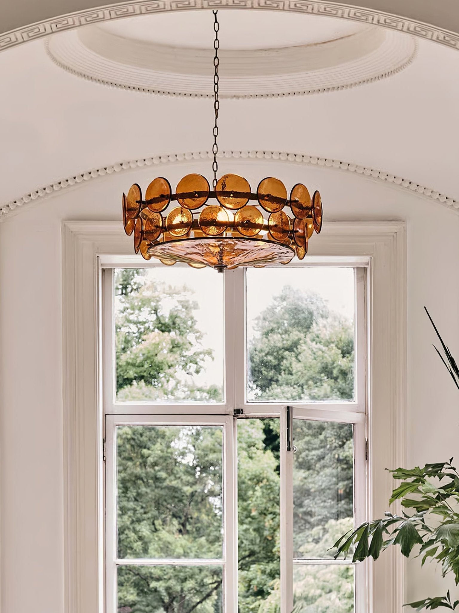 Aurora Chandelier Murano Glass Disc Vintage-Neutral Decor