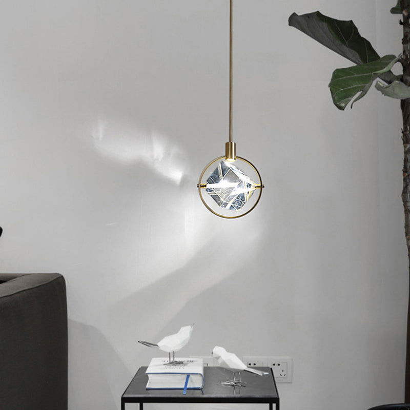 Kristy Modern Luxury Geometry Metal/Crystal Pendant Light, Gold - Neutral Decor