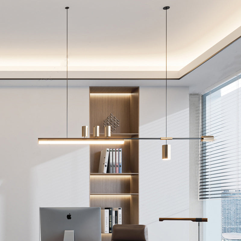 Arisha Modern Minimalist Liner Pendant Light, Gold/Black 5 Head - Neutral Decor