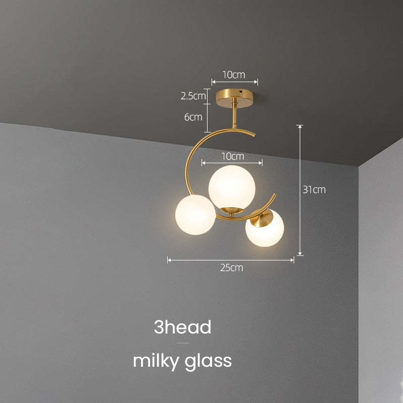 Valentina Modern Glass Globe Pendant Light, Metal & Glass, 3 Style - Neutral Decor