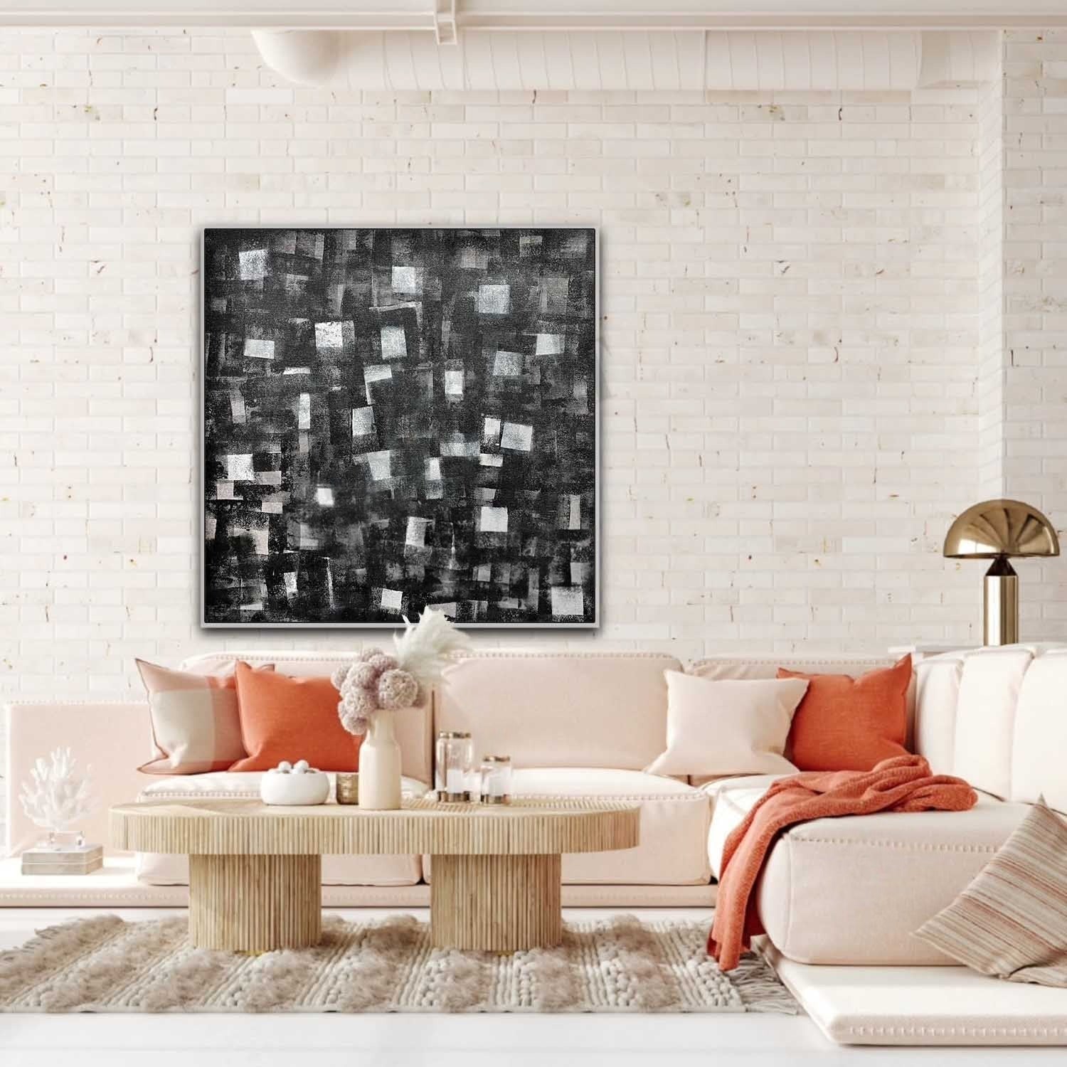 Wall art Monochrome Square Mosaic Painting - Neutralighting