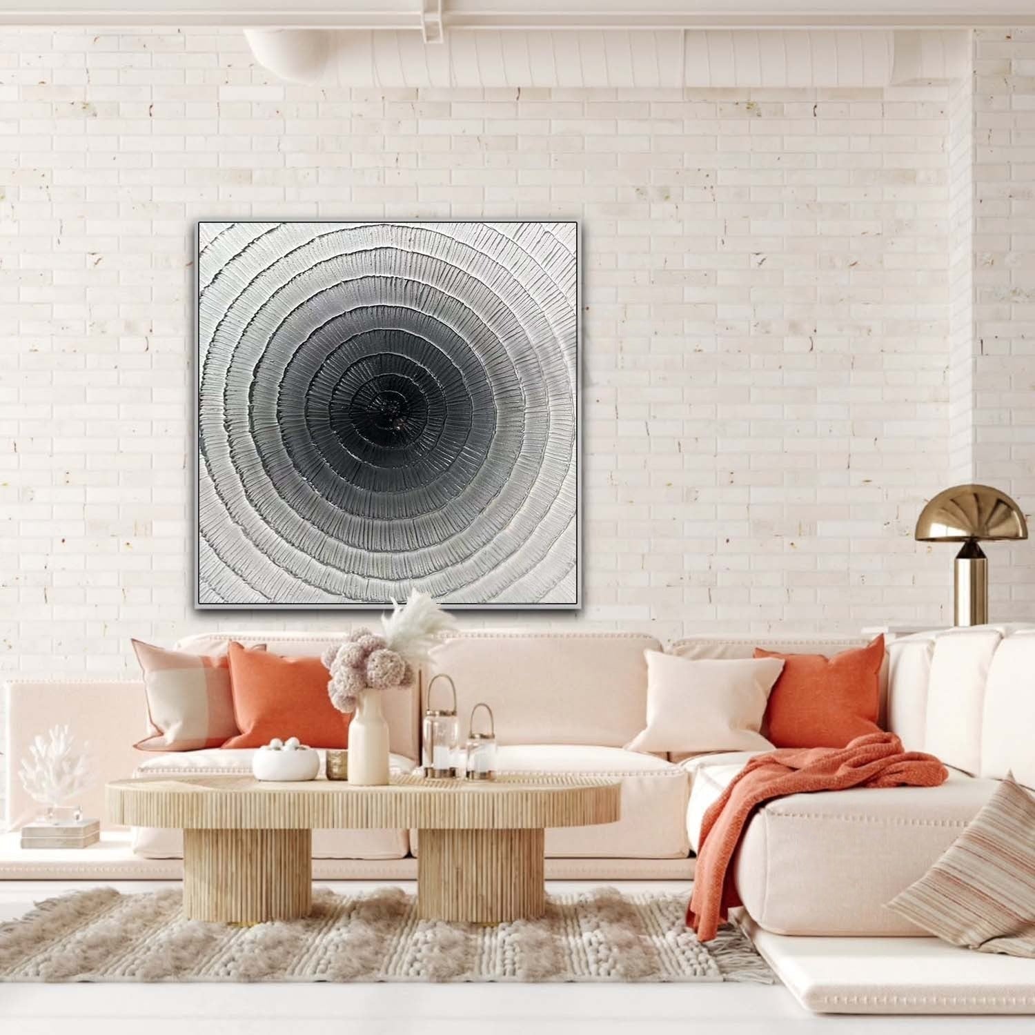 Wall Art Square 3D Concentric Circle - Neutralighting