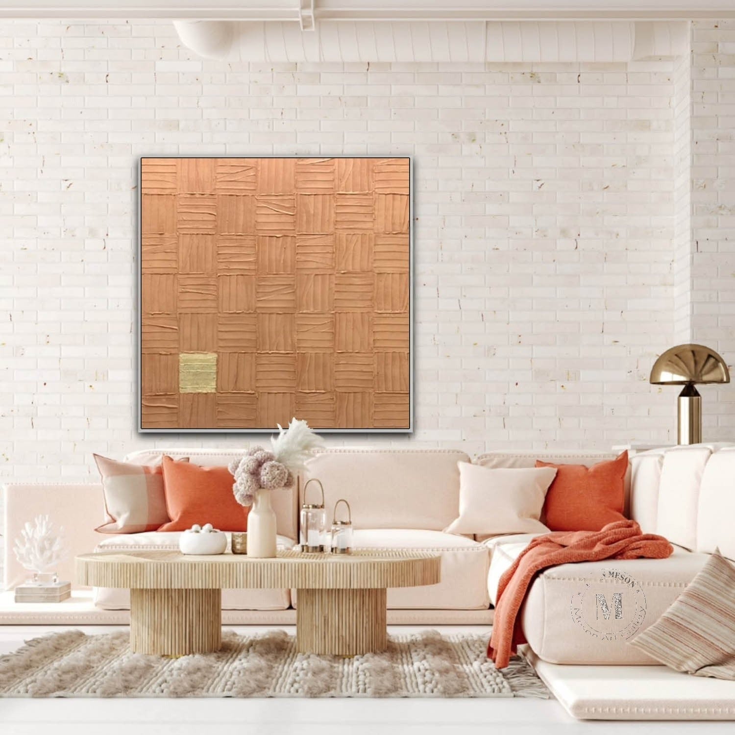 Wall Art Square 3D Impasto Woven Geometric - Neutralighting