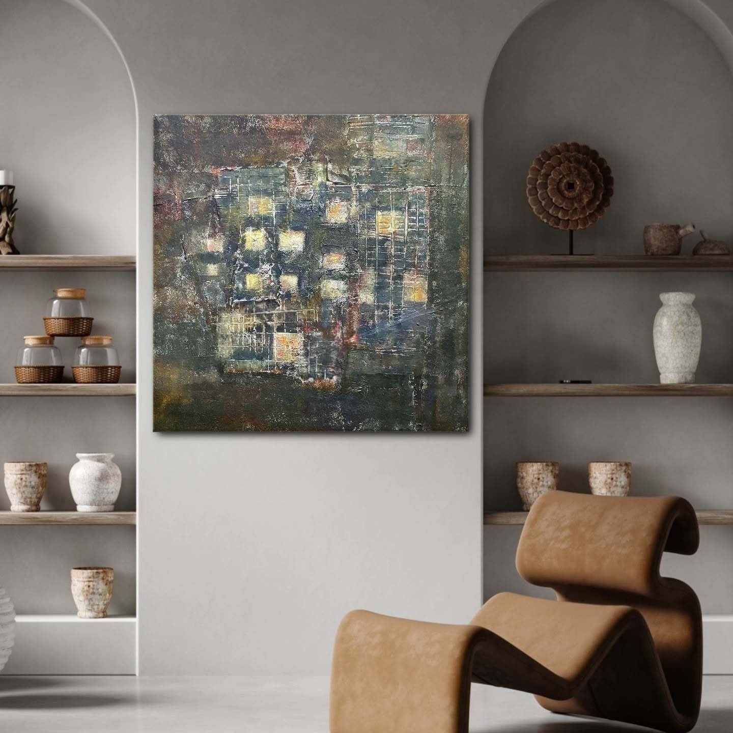 Wall Art Square Abstract Cityscape - Neutralighting