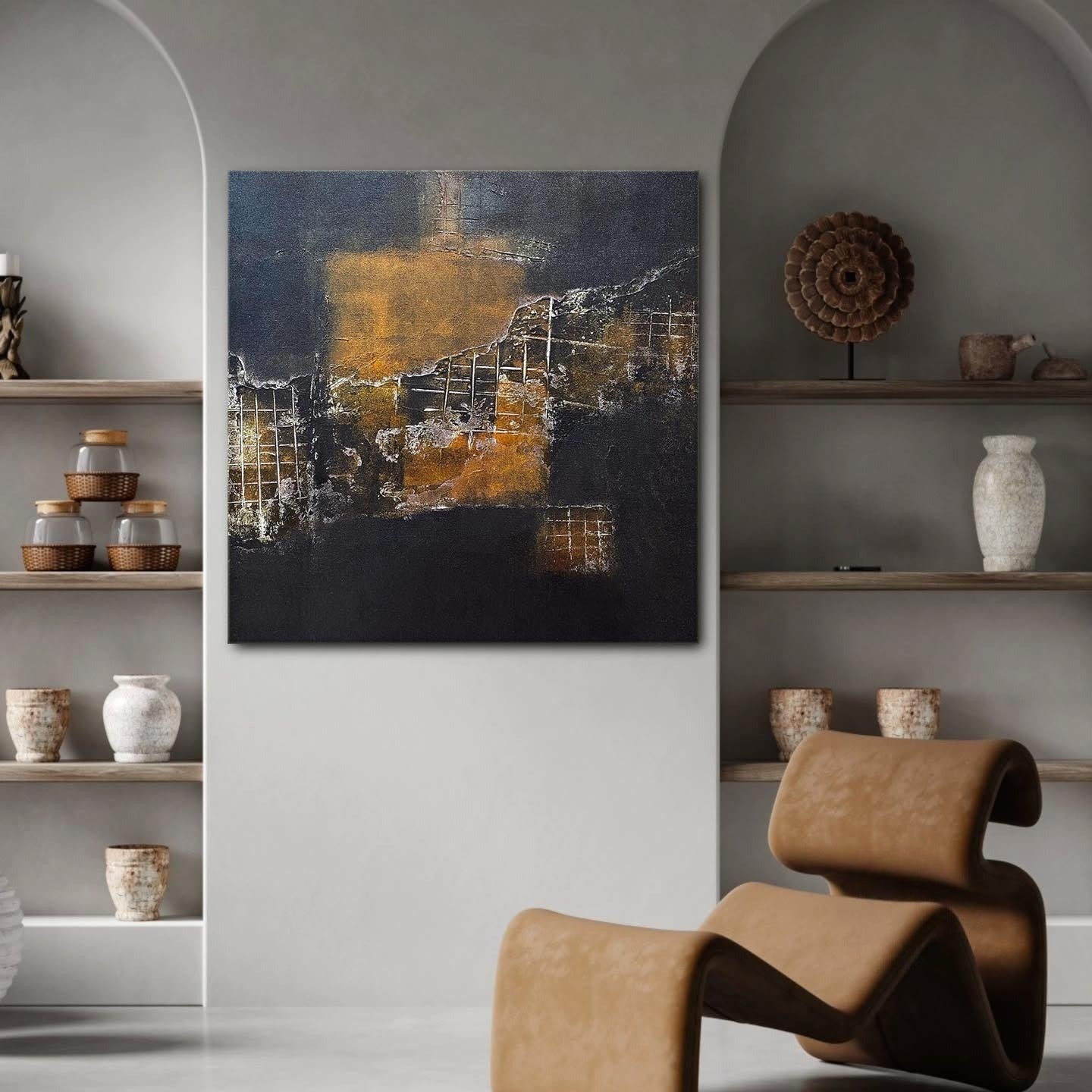 Wall art Industrial Metallic Grid Fragment - Neutralighting