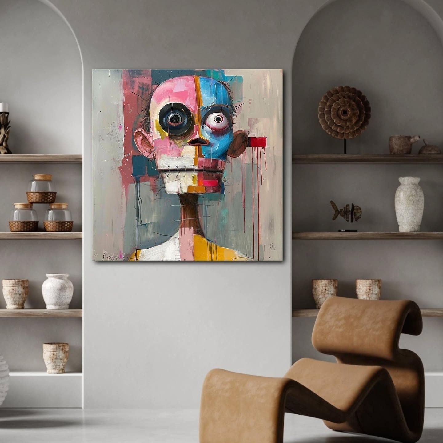 Wall Art Square Expressionist Portrait - Neutralighting