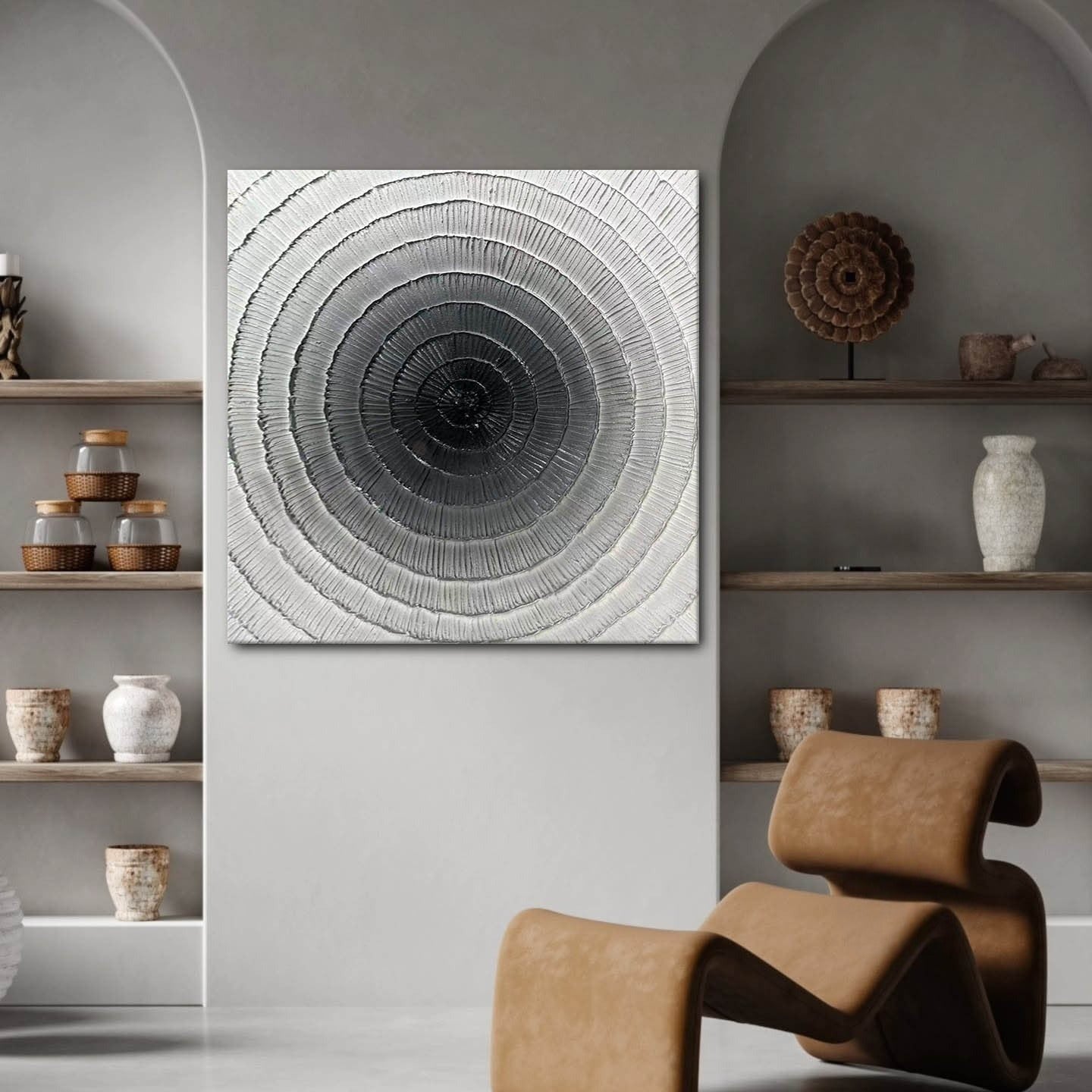 Wall Art Square 3D Concentric Circle - Neutralighting