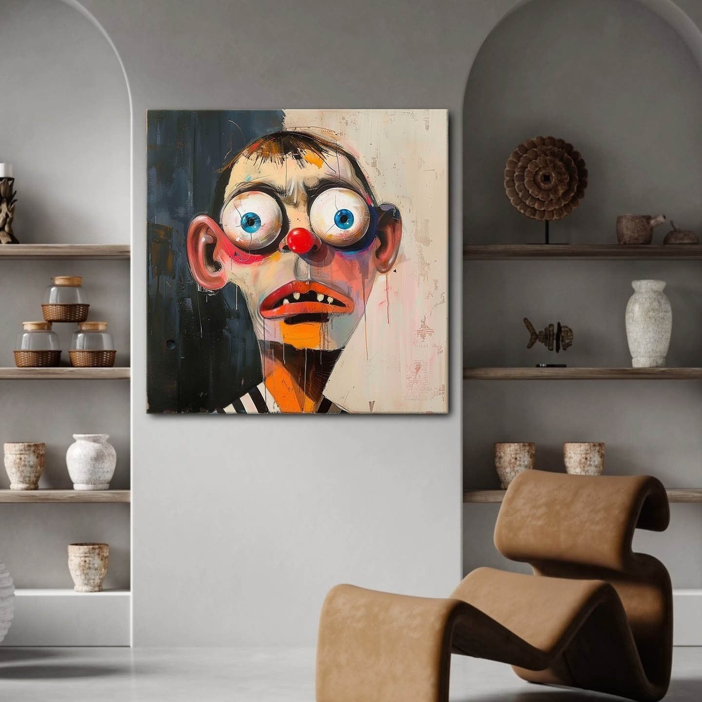 Wall Art Square Cubist Portrait Geometric - Neutralighting