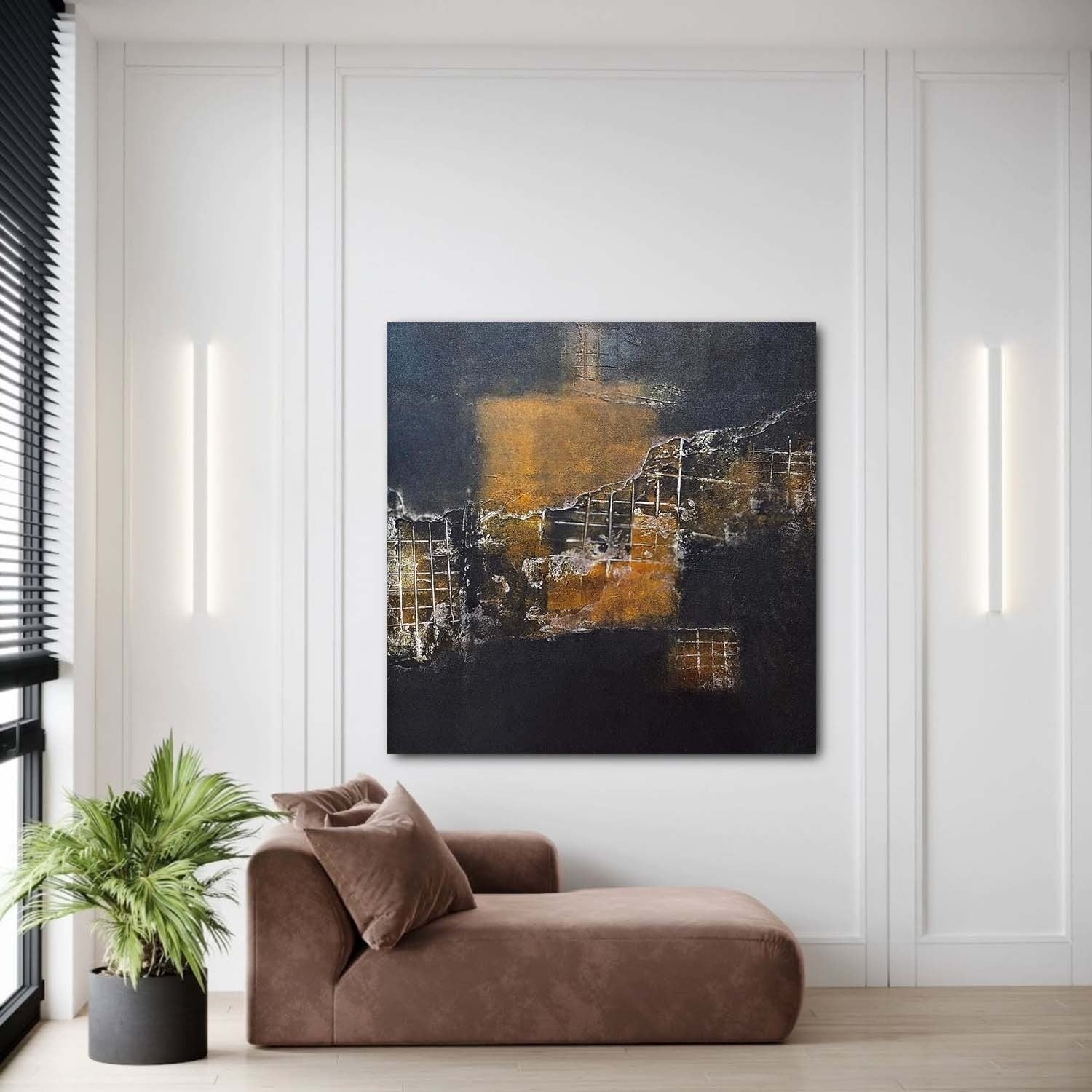 Wall art Industrial Metallic Grid Fragment - Neutralighting