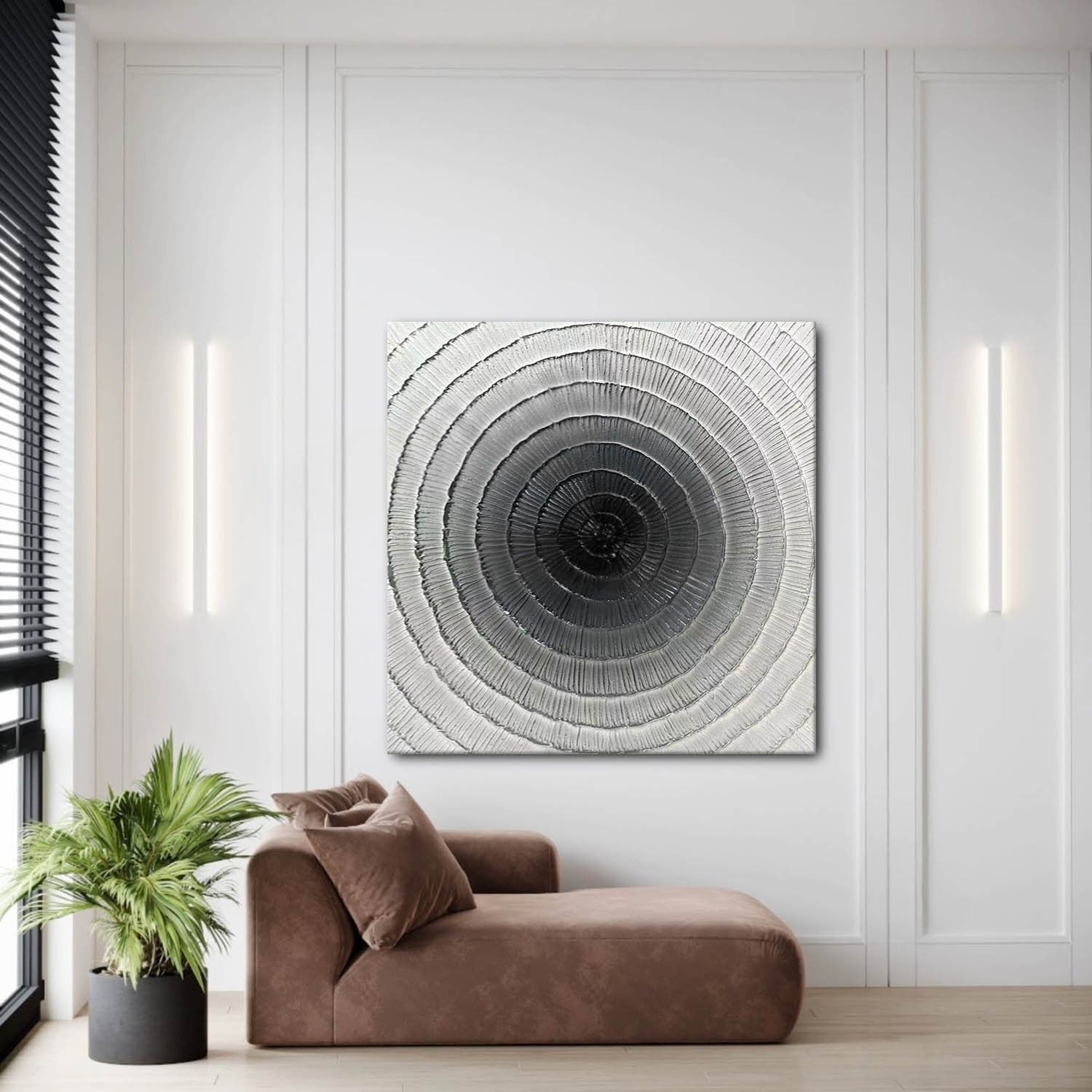 Wall Art Square 3D Concentric Circle - Neutralighting