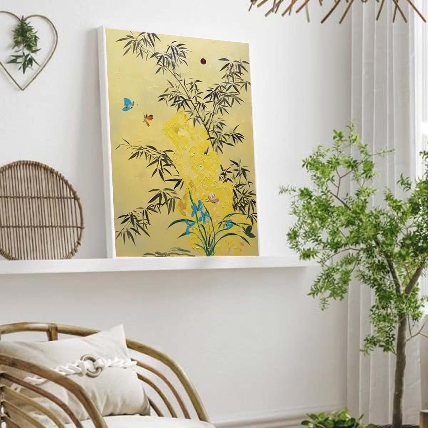 Wall Art Oriental Bamboo Butterfly - Neutralighting
