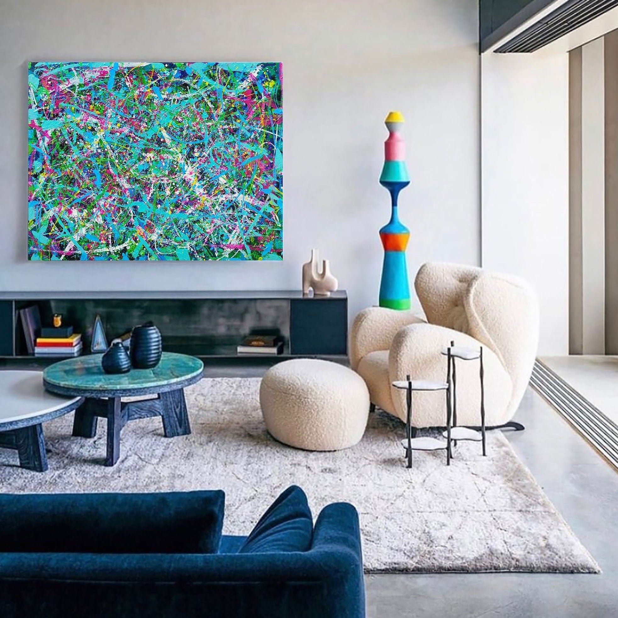 Blue Horizontal Abstract Art 47'' X 36'' IS80 - Neutralighting