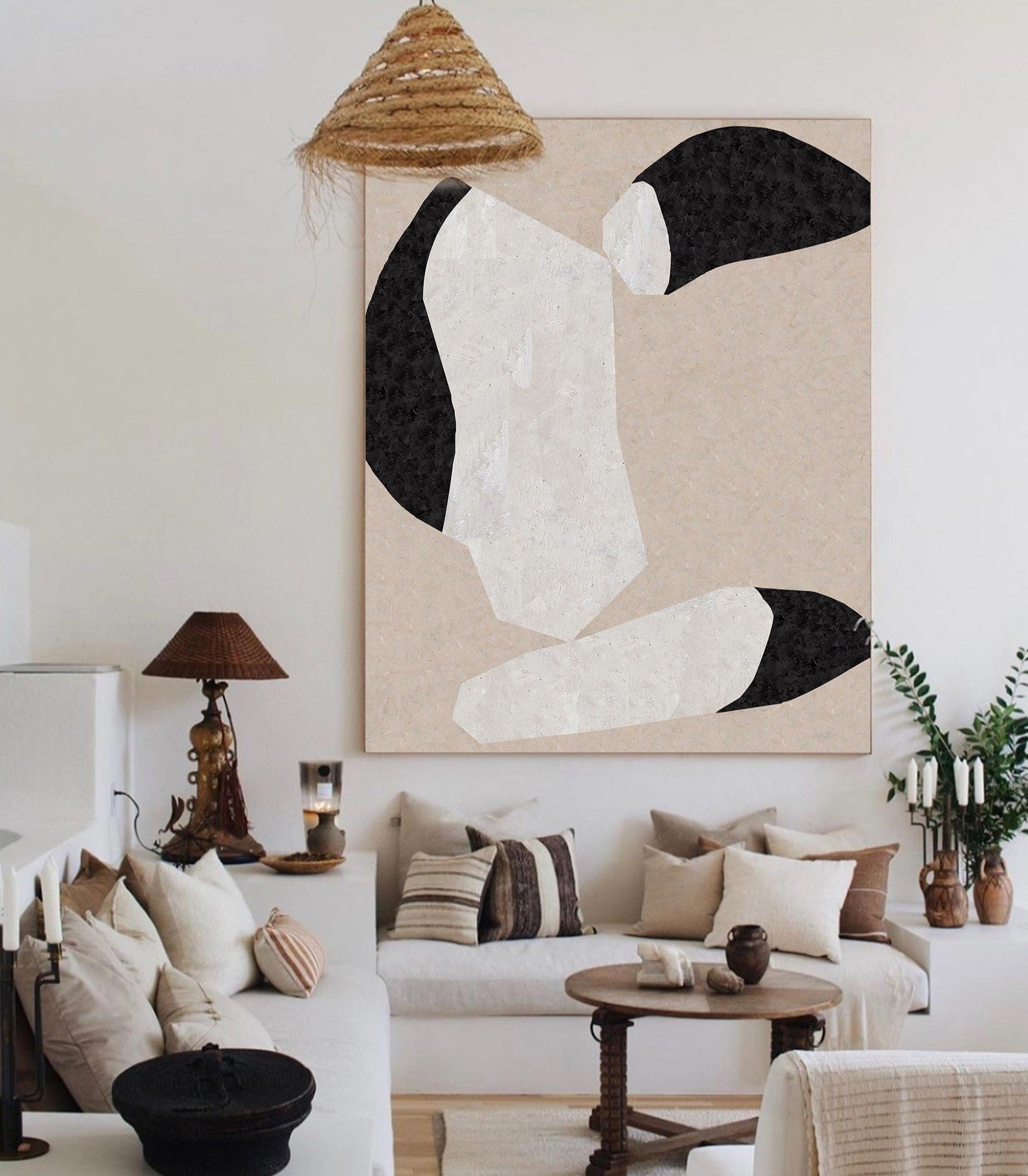Beige Minimalist Abstract Painting ABAV197 - Neutralighting