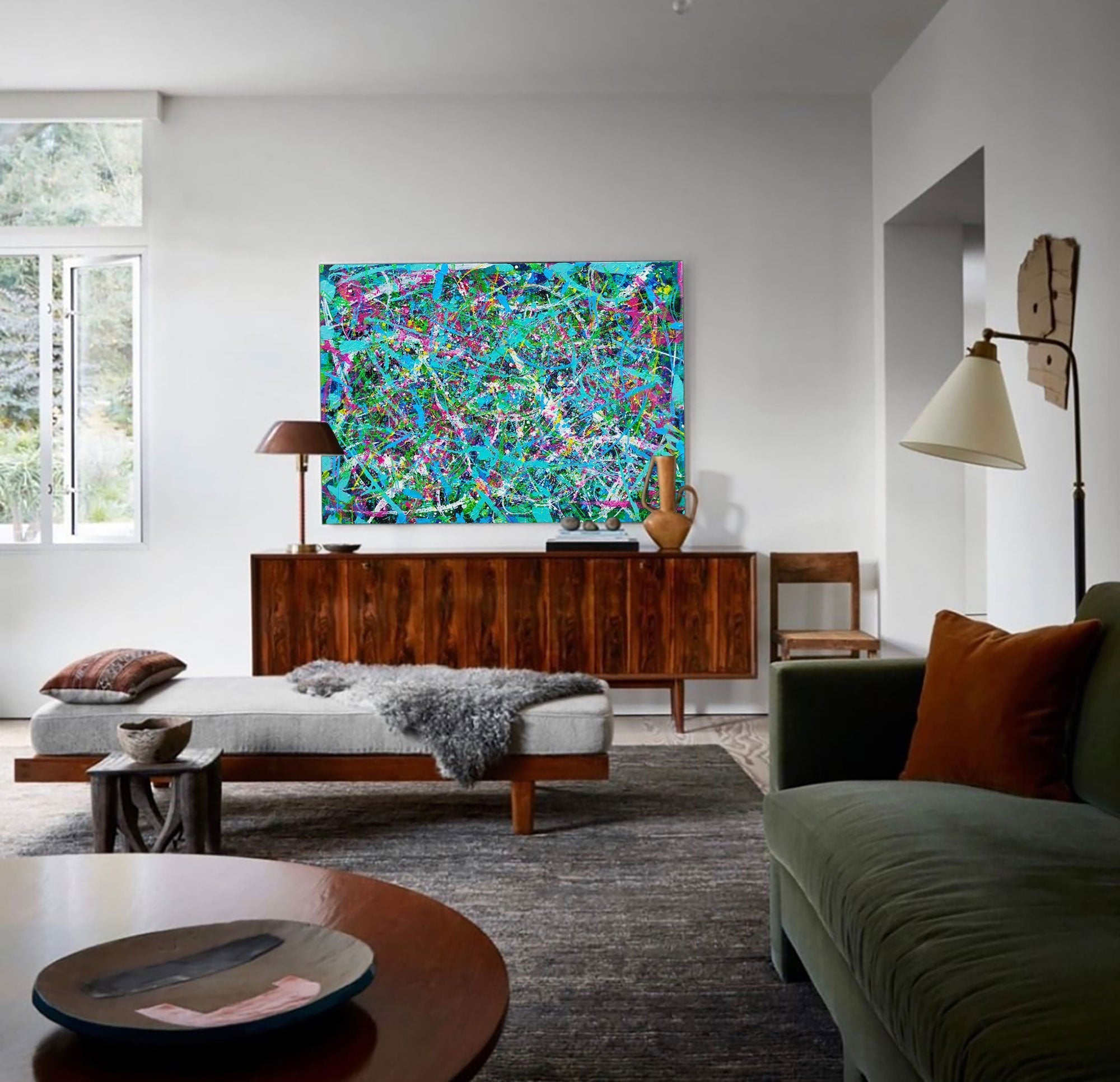 Blue Horizontal Abstract Art 47'' X 36'' IS80 - Neutralighting