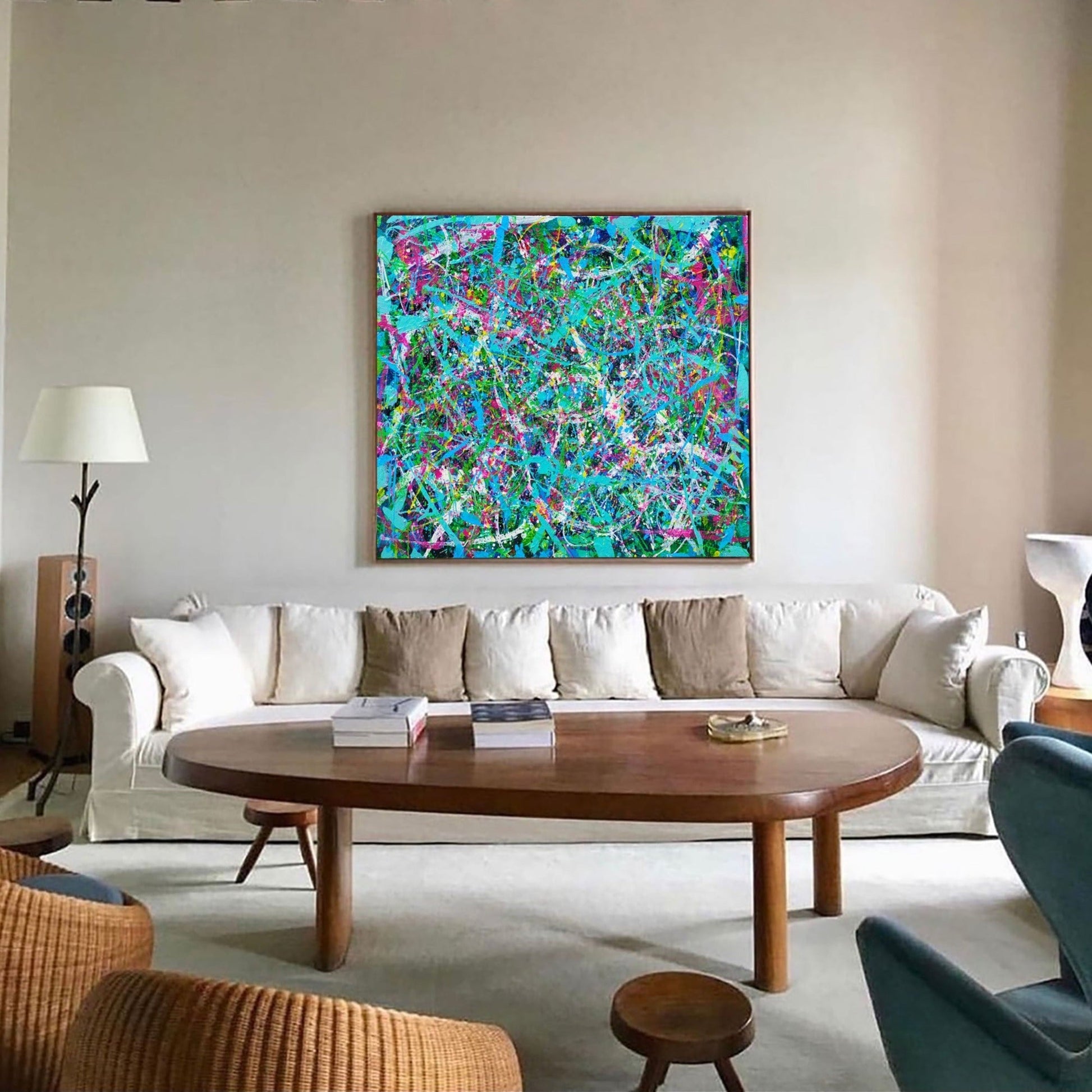Blue Horizontal Abstract Art 47'' X 36'' IS80 - Neutralighting