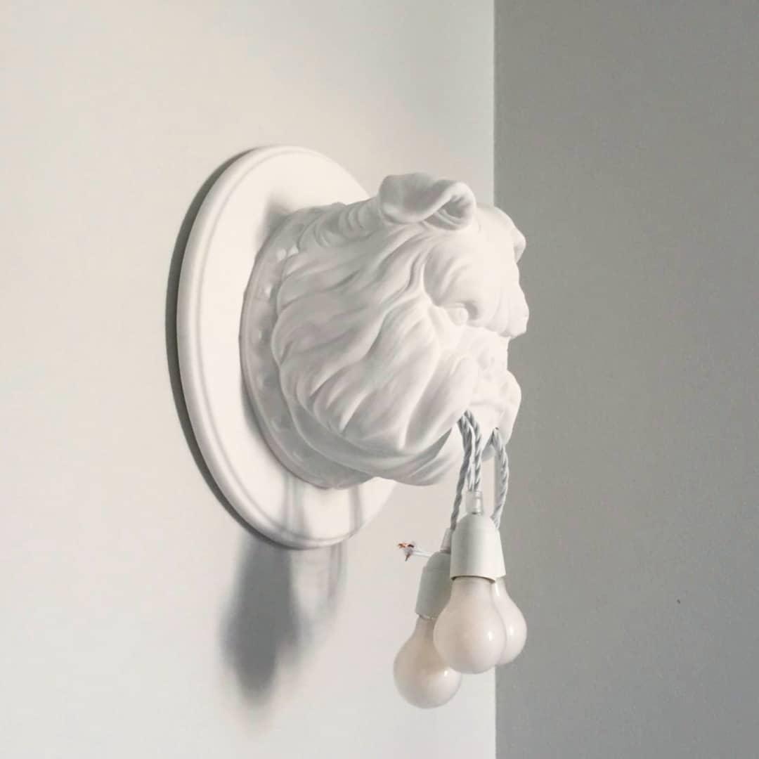 Umeri Wall Lamp Bulldog Sculpture Whimsical-Neutral Decor