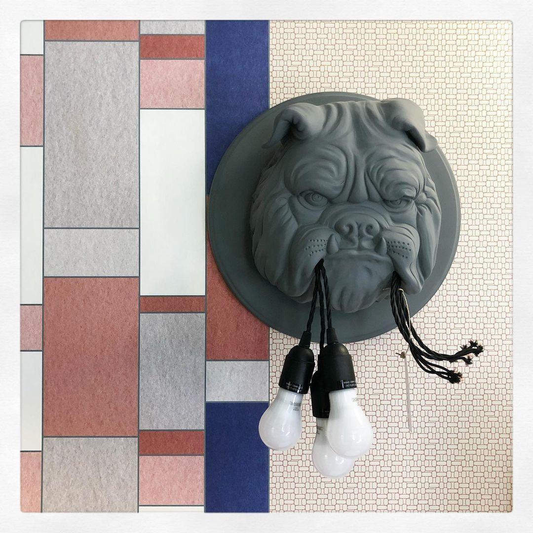 Umeri Wall Lamp Bulldog Sculpture Whimsical-Neutral Decor
