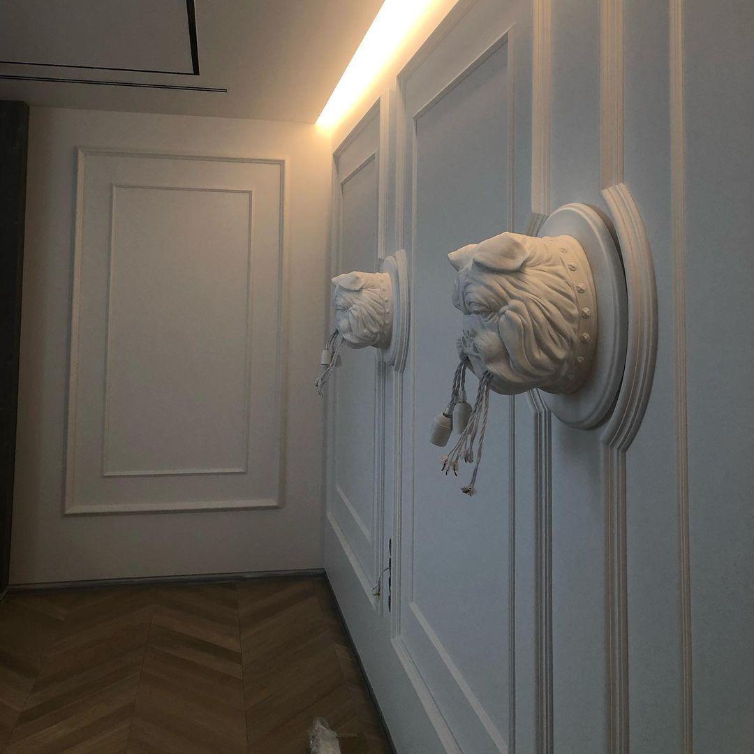 Umeri Wall Lamp Bulldog Sculpture Whimsical-Neutral Decor
