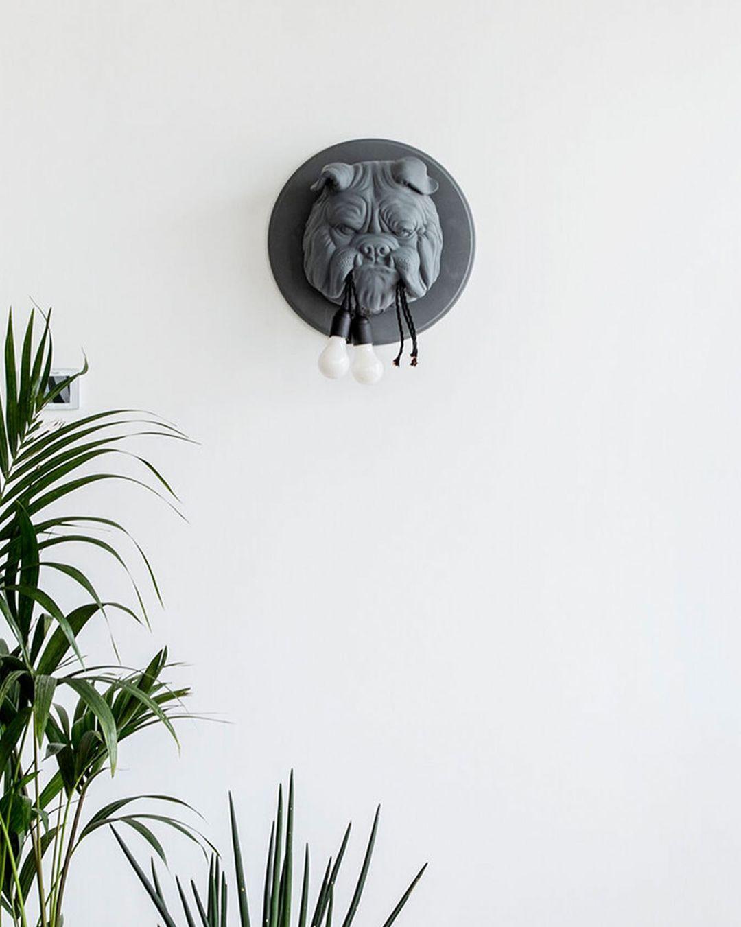 Umeri Wall Lamp Bulldog Sculpture Whimsical-Neutral Decor