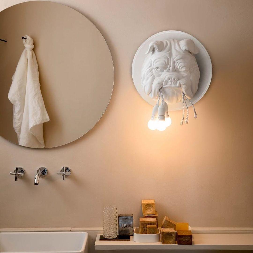 Umeri Wall Lamp Bulldog Sculpture Whimsical-Neutral Decor