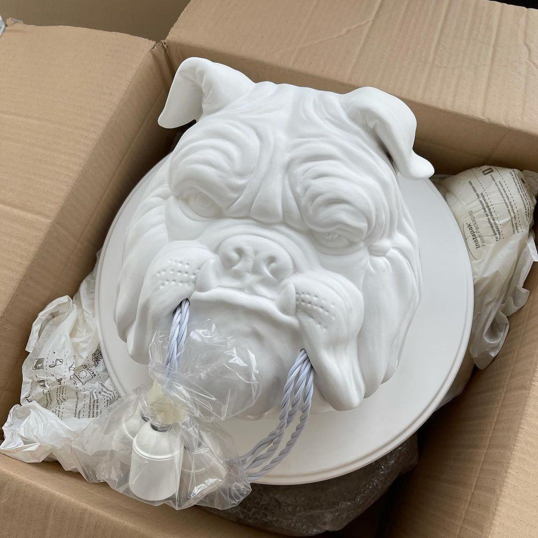 Umeri Wall Lamp Bulldog Sculpture Whimsical-Neutral Decor