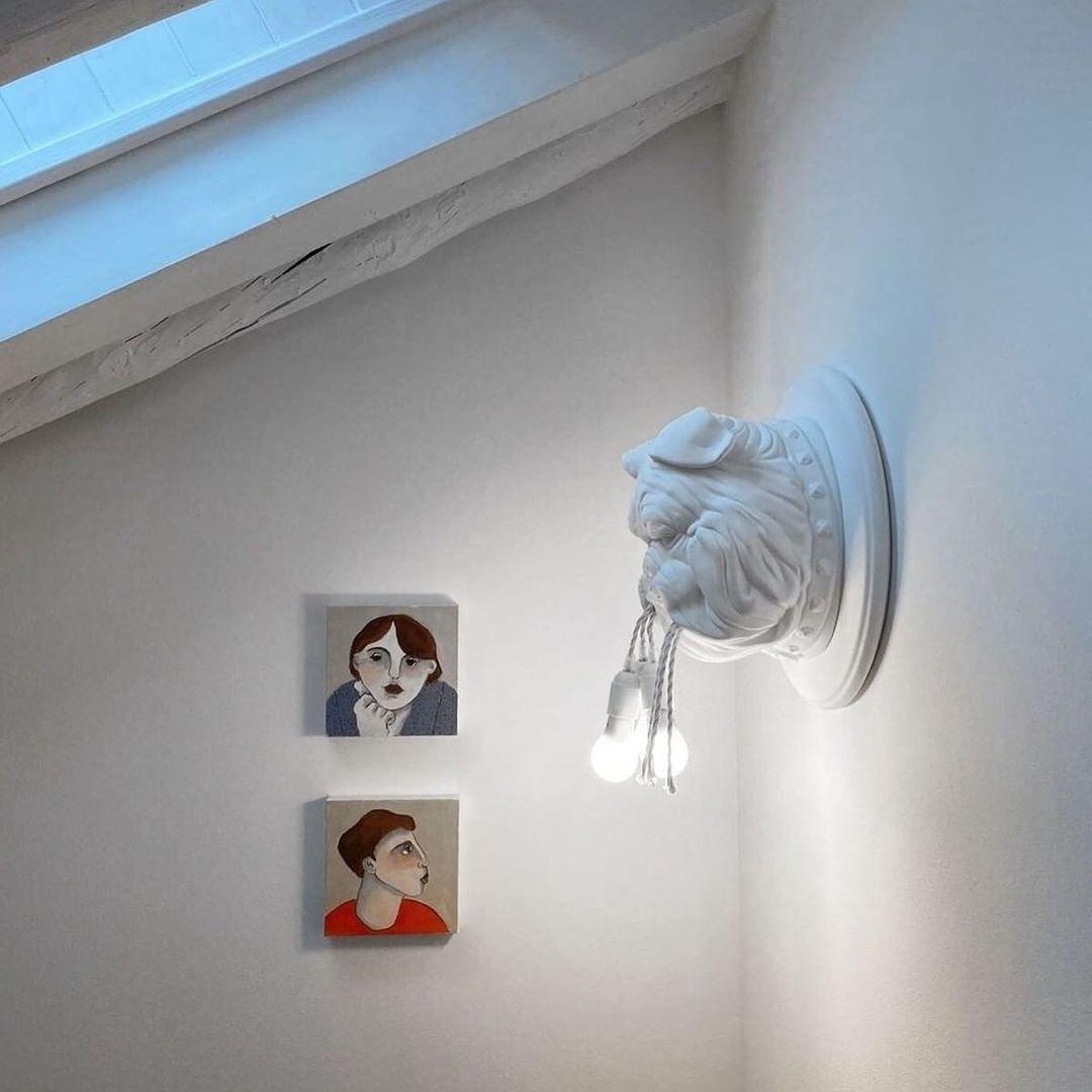 Umeri Wall Lamp Bulldog Sculpture Whimsical-Neutral Decor