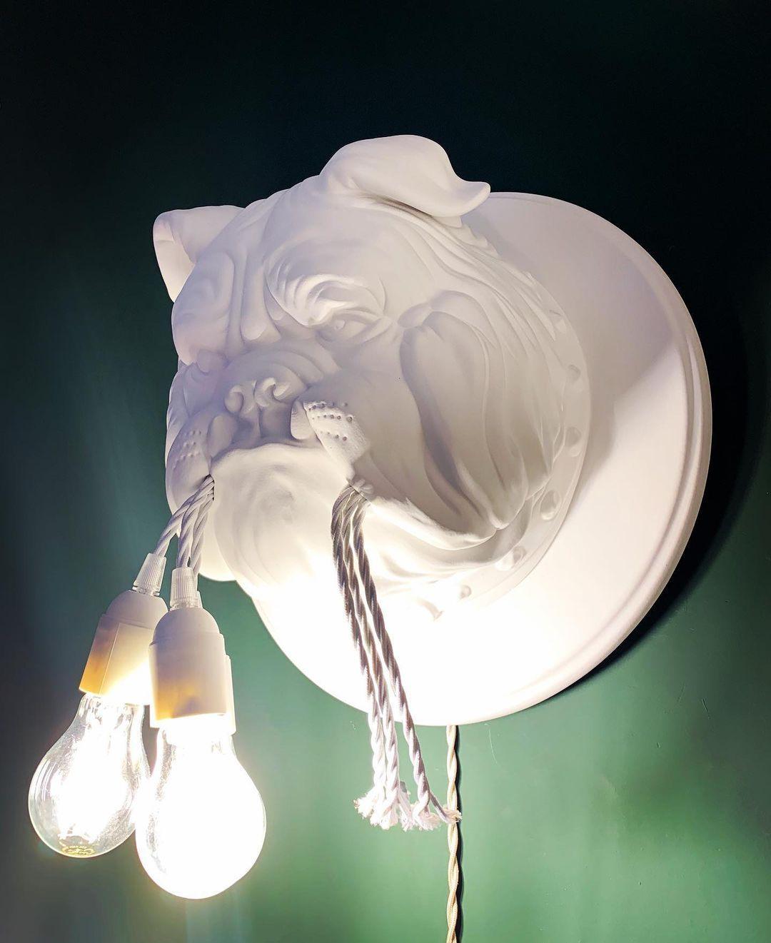 Umeri Wall Lamp Bulldog Sculpture Whimsical-Neutral Decor